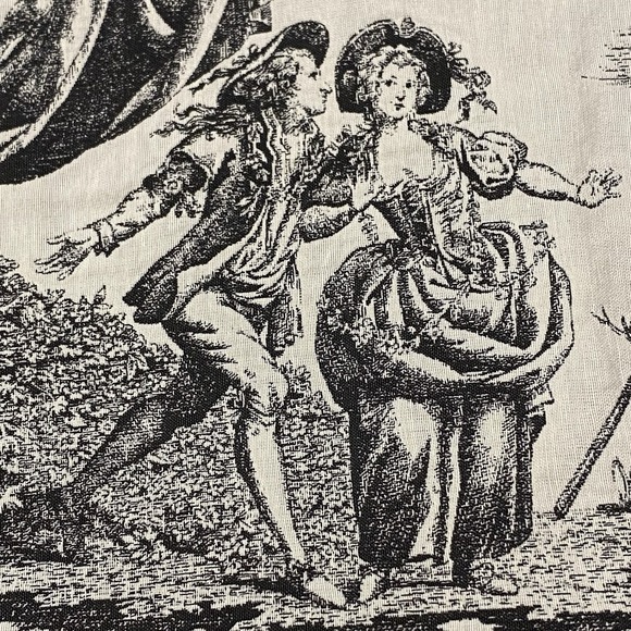 Vintage Fabric Waverly Rustic Life Toile County Scen French 2 Yd x57" Upholstery - Picture 11 of 13